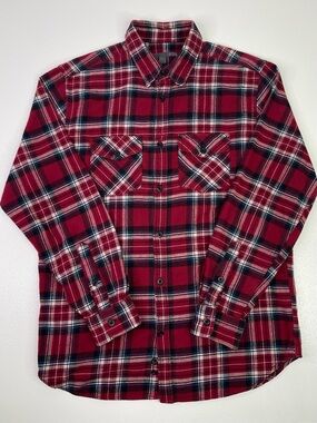 Old Navy Men’s Classic Red Plaid 100% Cotton Flannel Button Down Shirt Large